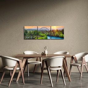 Kép - Erdei hegyvidéki táj (órával) (90x30 cm)