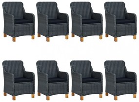 vidaXL 9 részes sötétszürke polyrattan kültéri étkezőszett párnákkal