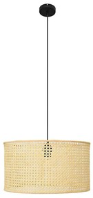 Csillár zsinóron ALBA 1xE27/15W/230V á. 45 cm rattan/fekete
