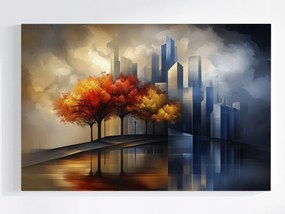 Poszter Város Felhőkarcolók Fák Ősz 60x40