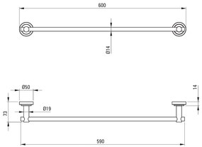 Deante Temisto, 1 soros törölközőtartó 60 cm, fekete matt, DEA-ADT_N621