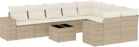 vidaXL 10 részes bézs polyrattan kerti ülőgarnitúra párnával