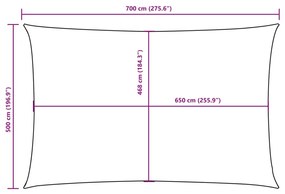 krémszínű téglalap alakú oxford-szövet napvitorla 5 x 7 m