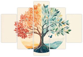Kép – Duális fa pillangóval (150x105 cm)