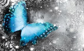 Fotótapéta flizelina Kék pillangó szürke alapon absztrakt 350x250 +ragasztó