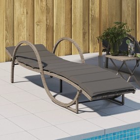 SzĂŒrke polyrattan napozóågy pĂĄrnĂĄval 60x199x42 cm