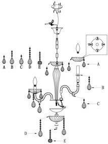 Eglo 39113- Csillár CARPENTO 5xE14/40W/230V