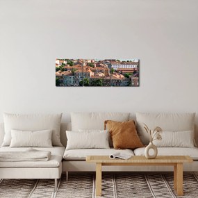 Kép - Légi felvétel a városra (órával) (90x30 cm)