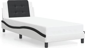 vidaXL fehér és fekete műbőr ágykeret matrac nélkül Zadar 80 x 200 cm