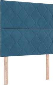 vidaXL LED Box Spring Ágy matracmal Sötét kék 90 x 200 cm szövet