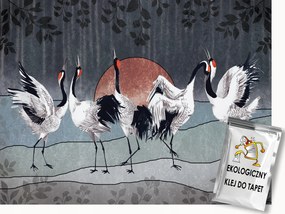 Fotótapéta Flizelina Művészet Grafika Madarak Daruk Tánc 200x140 ragasztó