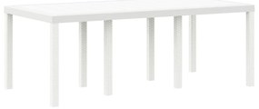 Kerti Asztal Fehér 200x100x73 cm Poli Rattan
