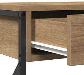 Konsole Asztal Kézműves Tölgy 75x28x75 cm Mérnöki Fa és Acél
