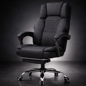 Ergonómikus irodai szék lábtartóval és masszázzsal - fekete szövet