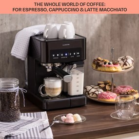 Klarstein Arabica Comfort, kávégép portaszűrővel, 1350 W, 20 bar, 1,8 l, érintőképernyő