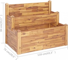 2-szintes kerti akácfa virágtartó 110 x 75 x 84 cm