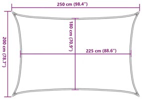 tópszínű HDPE napvitorla 160 g/m² 2 x 2,5 m