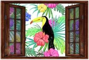 Poszterek 120x80 Monstera Tukan Hibiszkusz