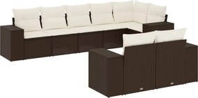 vidaXL 8 részes barna polyrattan kerti ülőgarnitúra párnákkal