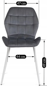 Szürke Bársony Étkezőszék Fehér Lábakkal. LUCKY