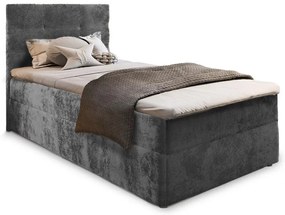 Kárpitozott boxspring ágy GLORIEN VELVET 100x200 cm szürke Matrac: Bonell rugós matrac