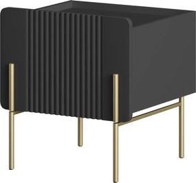 Malmi éjjeliszekrény fiókkal 45 cm - fekete matt / arany lábak