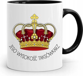 Fekete Bögre Ajándék Taxisofőrnek Őfelsége fényképes nyomattal