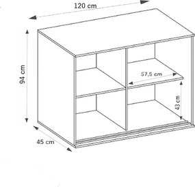Tablet 2 120 Tolóajtós Komód 120cm, Sonoma Tölgy