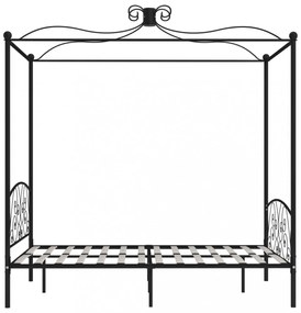 fekete fém baldachinos ágykeret 120 x 200 cm