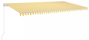 sárga és fehér kézzel kihúzható LED-es napellenző 600 x 350 cm