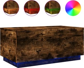 vidaXL füstös tölgy színű dohányzóasztal LED-lámpákkal 90x50x40 cm