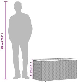 bézs polyrattan és akácfa kerti tárolóláda 110 x 50 x 54 cm