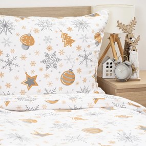4Home Flanel ágynemű Golden Xmas Night, 220 x 200cm, 2 db 70 x 90 cm, 220 x 200 cm, 2 db 70 x 90 cm