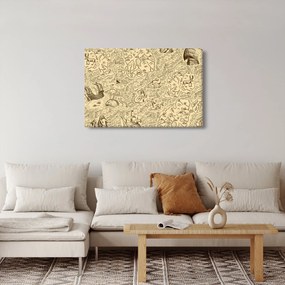 Kép - Vintage térkép, illusztrációk (90x60 cm)