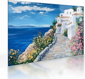 Üveg kép - Sikátor a tenger mellett (70x50 cm)