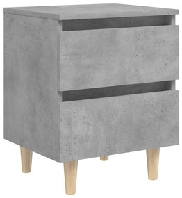 2 db betonszürke éjjeliszekrény tömör fenyő lábakkal 40x35x50cm