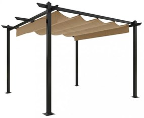 tópszínű kerti pavilon behúzható tetővel 3 x 3 m