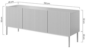 Nicole 150 cm-es TV-szekrény - zsálya MDF / arany lábak