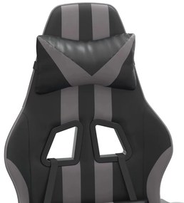 vidaXL fekete és szürke műbőr forgó játékszék lábtartóval