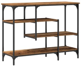 Konzolasztal Régi Fa 100x35x75 cm Mérnöki Fa és Acél