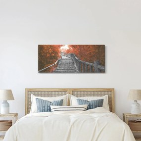 Kép - Lépcsők a természetben, narancssárga (120x50 cm)