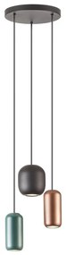 Redo Redo 01-3480 - Csillár zsinóron BOOM 3xGU10/10W/230V átm. 33 cm fekete/zöld/barna UN1634