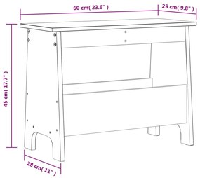 viaszbarna tömör fenyőfa előszoba pad 60x28x45 cm