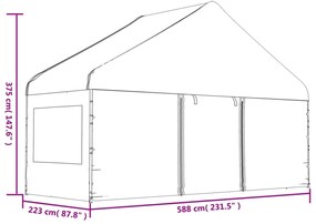 fehér polietilén pavilon tetővel 11,15 x 5,88 x 3,75 m