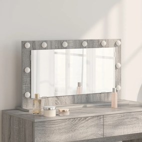 Toalett Tükör LED -es lámpákkal Szürke Sonoma 80 x 45 x 18 cm