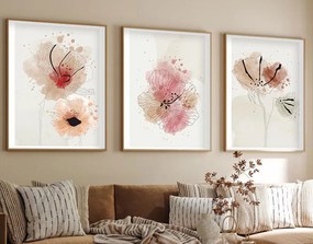 Huhu205 keretezett MDF falikép, 50 x 70 cm, 3 db-os szett