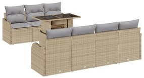 8 részes kertkanapé szett párnákkal Bézs Poli rattan, 2 személyes kertkanapé párnákkal Bézs Poli rattan