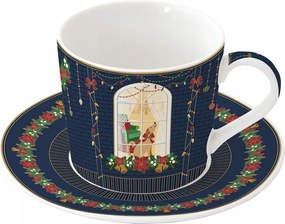 Karácsonyi bögre csészealjjal, ajándéknak, nagy, 380 ml