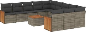 vidaXL 12 részes szürke polyrattan kerti ülőgarnitúra párnákkal