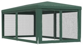 zöld HDPE rendezvénysátor 6 hálós oldalfallal 3x6 m